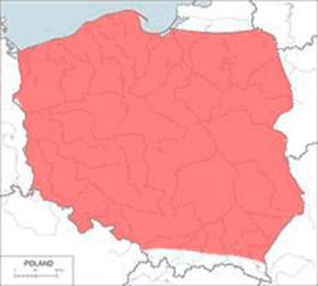 Żaba śmieszka – mapa występowania w Polsce
