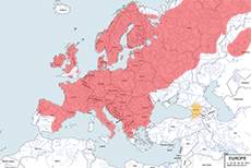 Mapa występowania wiewiórki w Europie