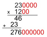 mnożenie pisemne liczb będących wielokrotnością liczby 10 - przykład