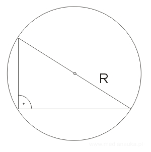 okrąg opisany na trójkącie prostokątnym