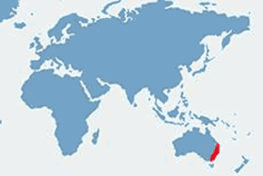 Agama australijska, agama wodna - mapa występowania na świecie