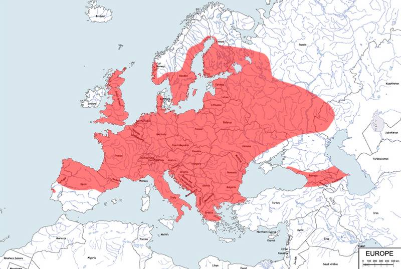 padalec zwyczajny - mapa