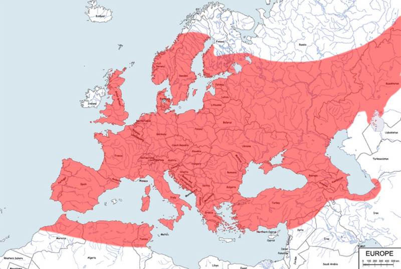 zaskroniec zwyczajny - mapa