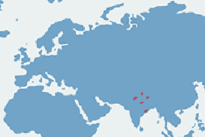Gawial gangesowy - mapa występowania na świecie