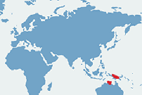 Żółw dwupazurzasty, żółw miękkoskóry – mapa występowania na świecie