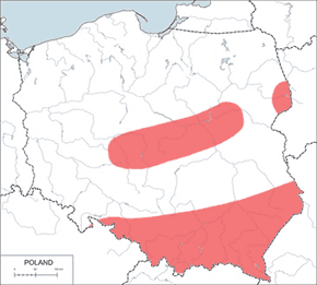 Górówka meduza - mapa występowania w Polsce