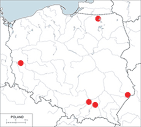 Jelonek rogacz – mapa występowania w Polsce