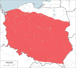 Straszka pospolita - mapa występowania w Polsce