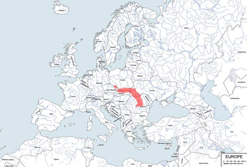 traszka karpacka - mapa