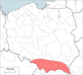 Kumak górski - mapa występowania w Polsce