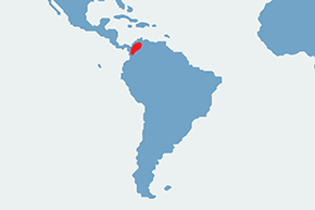 Płazowiec kolumbijski - mapa występowania na świecie