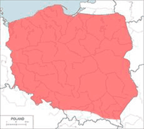 Rzekotka drzewna - mapa występowania w Polsce