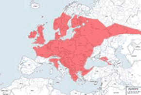 Traszka zwyczajna - mapa występowania na świecie