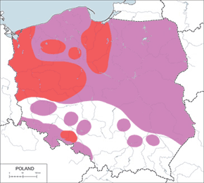 Cyraneczka - mapa występowania w Polsce