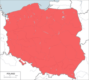 Dzierlatka (zwyczajna) - mapa występowania w Polsce