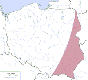 Dzierzba czarnoczelna - mapa występowania w Polsce