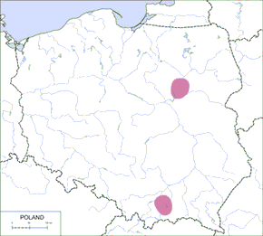 Dzierzba rudogłowa – mapa występowania w Polsce