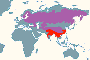 Dziwonia (zwyczajna) – mapa występowania na świecie