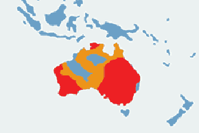 Emu - mapa występowania na świecie