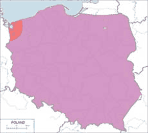 Grzywacz – mapa występowania w Polsce