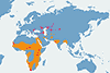 Pelikan różowy, pelikan baba - mapa