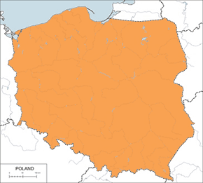 Jemiołuszka – mapa występowania w Polsce
