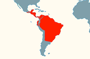 Kondor królewski - mapa występowania na świecie