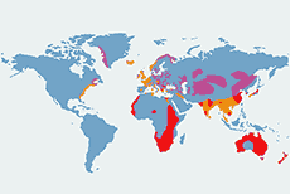 Kormoran czarny - mapa występowania na świecie