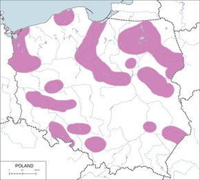 Krakwa – mapa występowania w Polsce