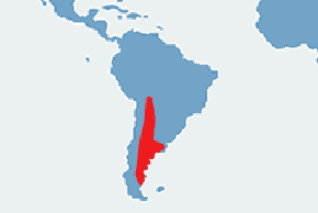 Kusacz pampasowy - mapa występowania na świecie