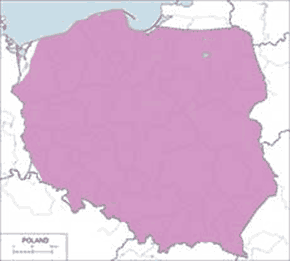 Lelek (zwyczajny) - mapa występowania w Polsce