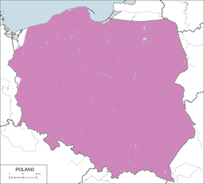 Lerka - mapa występowania w Polsce