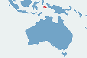 Lorysa karmazynowa - mapa występowania na świecie