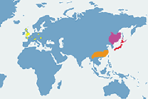 Mandarynka – mapa występowania na świecie