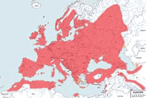 Modraszka (zwyczajna) - mapa występowania na świecie