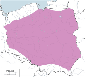 Ortolan - mapa występowania w Polsce