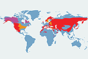 Orzeł przedni – mapa występowania na świecie