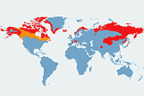 Pardwa górska – mapa występowania na świecie