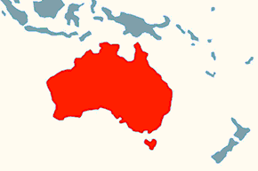 Paszczak australijski - mapa występowania na świecie