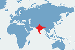 Paw indyjski - mapa występowania na świecie