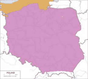 Perkoz dwuczuby - mapa występowania w Polsce