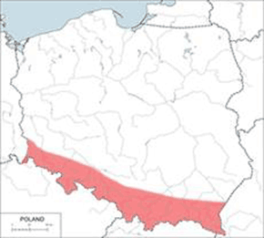 Potrzeszcz - mapa występowania w Polsce