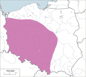 Słowik rdzawy – mapa występowania w Polsce