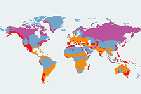 Sokół wędrowny - mapa występowania na świecie