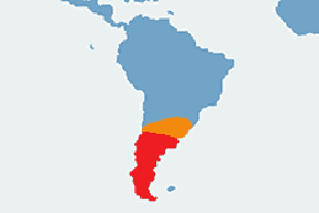 Świstun chilijski - mapa występowania na świecie