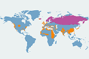 Świstun – mapa występowania na świecie