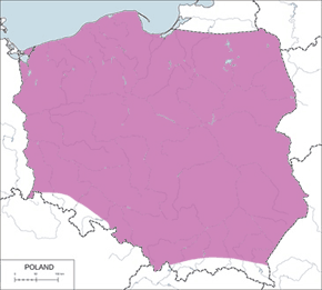 Trzciniak (zwyczajny) - mapa występowania w Polsce