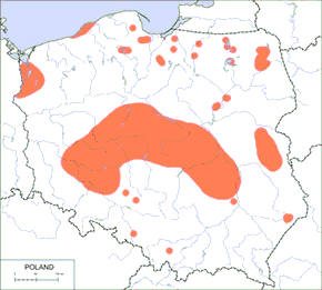Wąsatka – mapa występowania w Polsce
