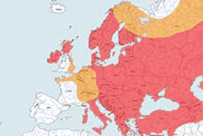 Wrona siwa - mapa występowania na świecie