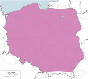 Zaganiacz (zwyczajny) - mapa występowania w Polsce